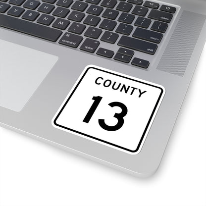 County 13 square (Minnesota) (Road Sign) STICKER Vinyl Kiss-Cut Decal