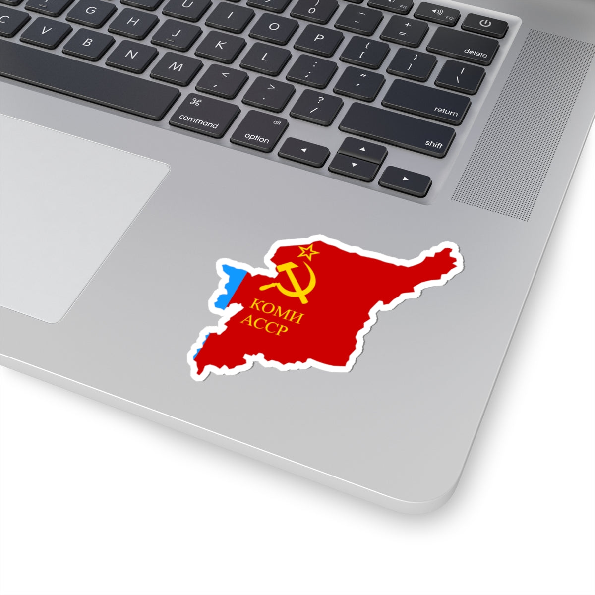 Flag-map of Komi ASSR (Russia) STICKER Vinyl Kiss-Cut Decal