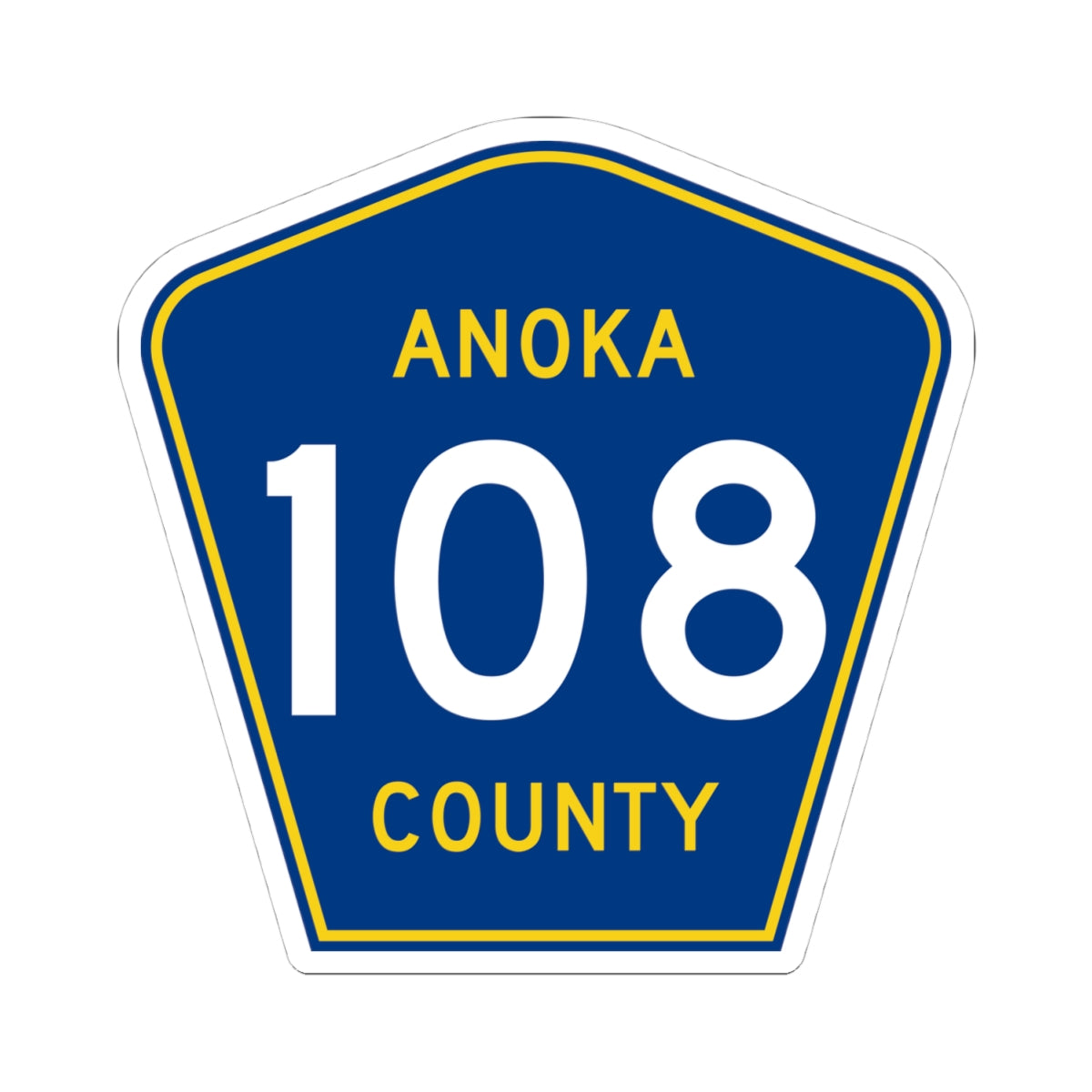 Anoka County 108 (Minnesota) (Road Sign) STICKER Vinyl Kiss-Cut Decal