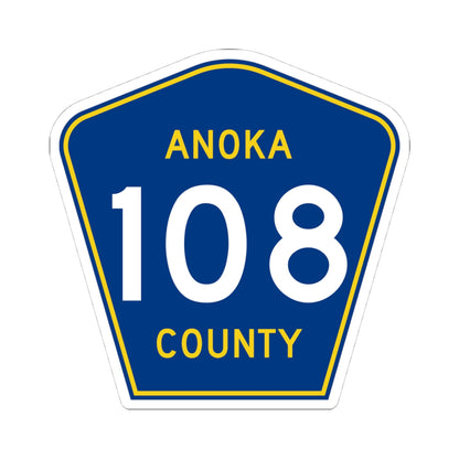 Anoka County 108 (Minnesota) (Road Sign) STICKER Vinyl Kiss-Cut Decal