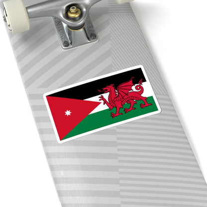Hybrid Flag of Jordan and Wales (United Kingdom) STICKER Vinyl Kiss-Cut Decal