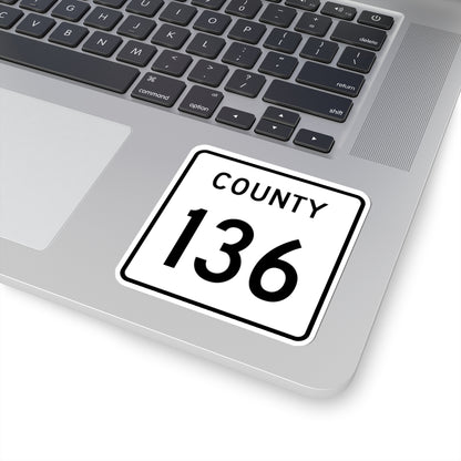 County 136 square (Minnesota) (Road Sign) STICKER Vinyl Kiss-Cut Decal