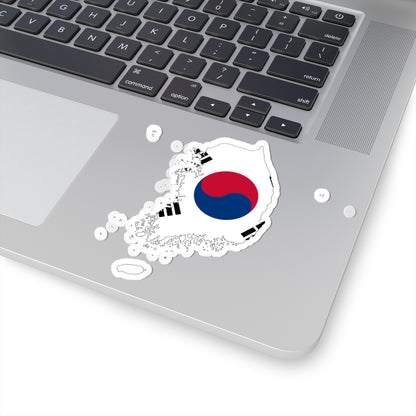 Flag-map of South Korea de-facto (Korea) STICKER Vinyl Kiss-Cut Decal