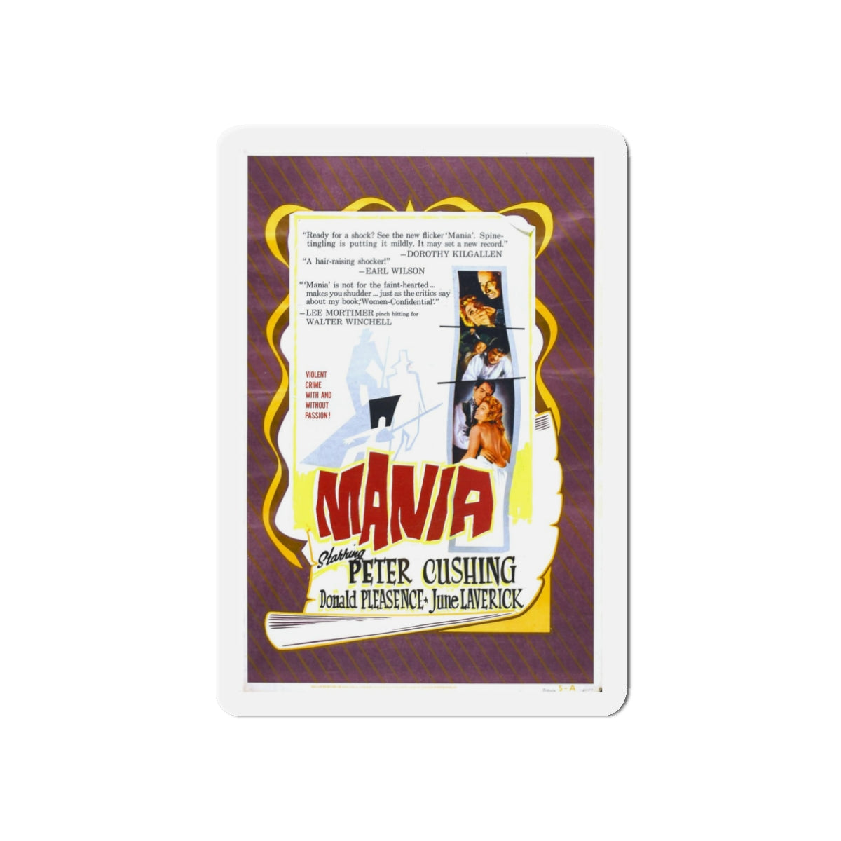 MANIA 1960 Movie Poster - Refrigerator Magnet-3" x 3"-Die-Cut-1 pc-The Sticker Space