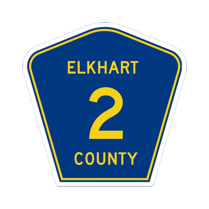 Elkhart County Road 2 IN (Indiana) (Road Sign) STICKER Vinyl Kiss-Cut Decal