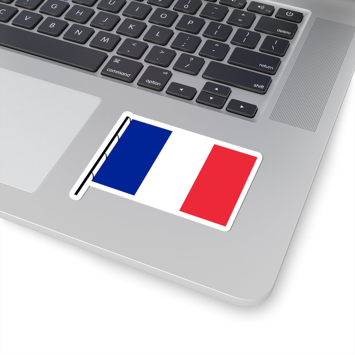Flag of France on staff hoist left (France) STICKER Vinyl Kiss-Cut Decal