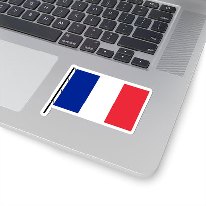 Flag of France on staff hoist left (France) STICKER Vinyl Kiss-Cut Decal