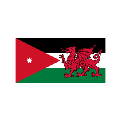Hybrid Flag of Jordan and Wales (United Kingdom) STICKER Vinyl Kiss-Cut Decal