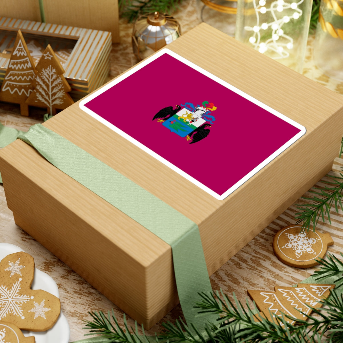 Flag of Huanuco 1812 with Coat of Arms (Peru) STICKER Vinyl Kiss-Cut Decal