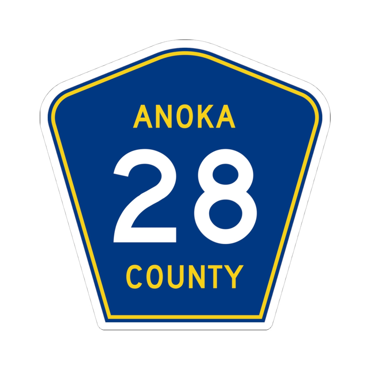 Anoka County 28 (Minnesota) (Road Sign) STICKER Vinyl Kiss-Cut Decal