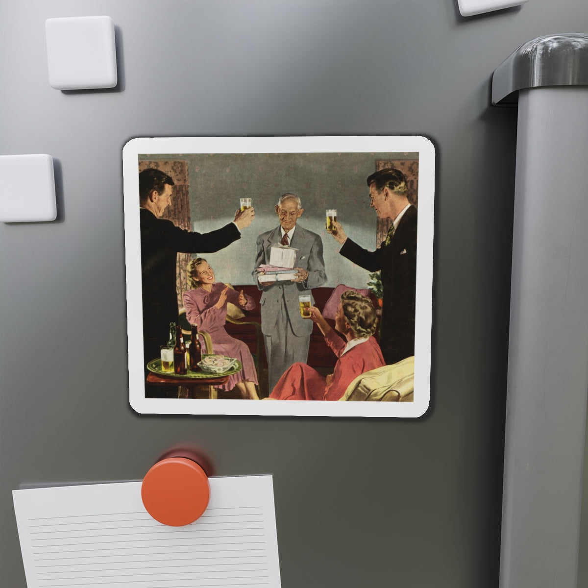 Birthday Party For Dad, 1949 (Magazine Illustration) Refrigerator Magnet