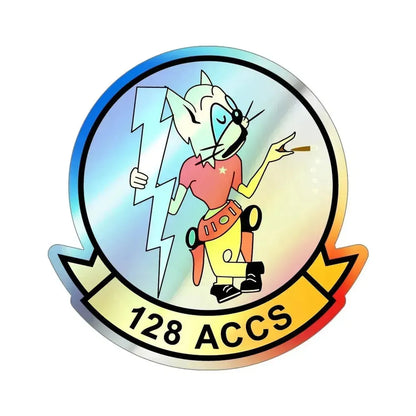 128 ACCS (U.S. Air Force) Holographic STICKER Die-Cut Vinyl Decal 5 Inch Holographic - The Sticker Space
