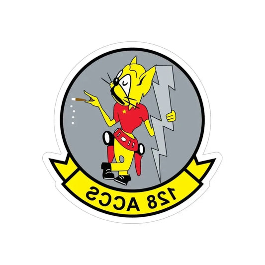 128 ACCS (U.S. Air Force) REVERSE PRINT Transparent Die-Cut STICKER 6 Inch Die-Cut Transparent - The Sticker Space