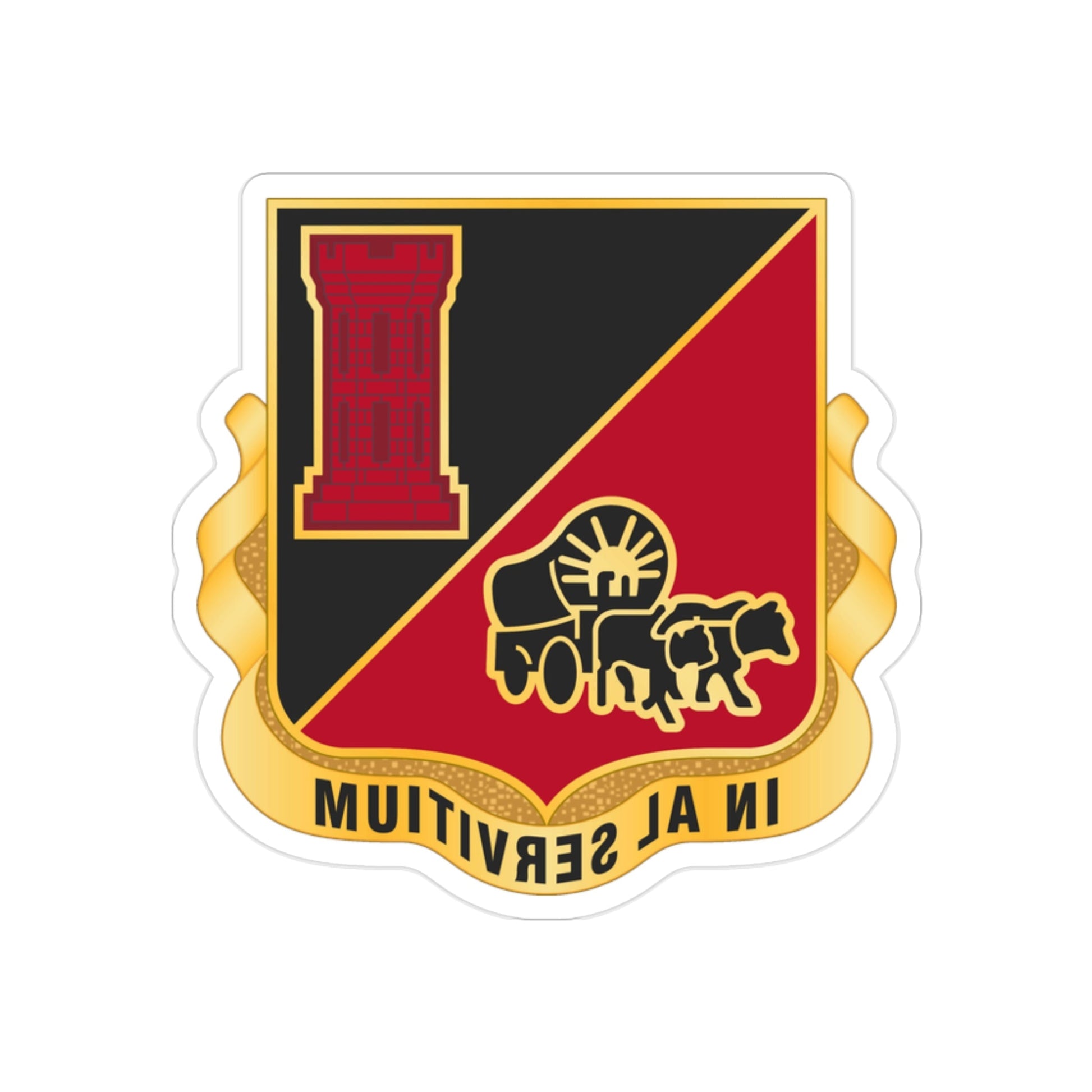 128 Engineer Battalion Nebraska National Guard (U.S. Army) REVERSE PRINT Transparent STICKER-2" × 2"-The Sticker Space