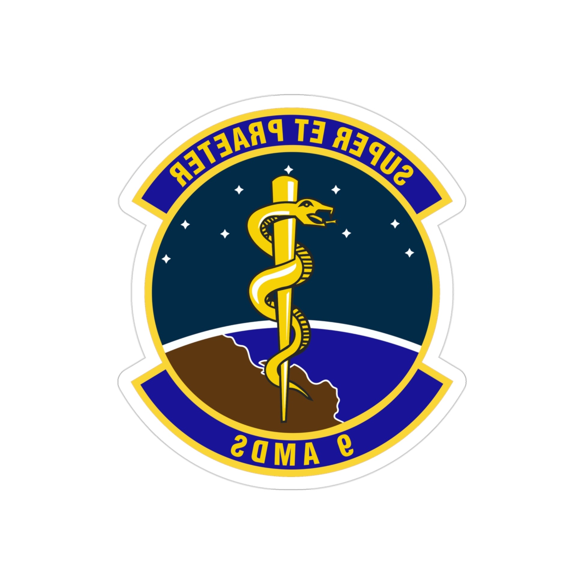 9th Aerospace Medicine Squadron (U.S. Air Force) REVERSE PRINT Transparent STICKER-3" × 3"-The Sticker Space