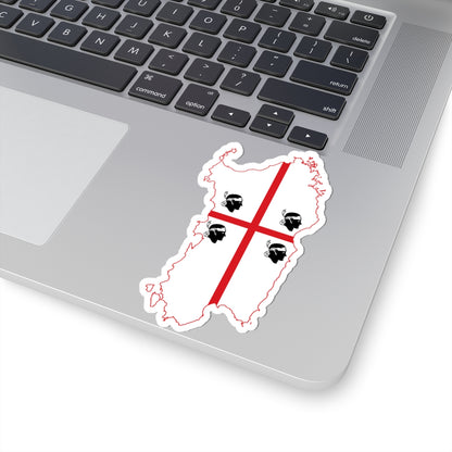 Flag map of Sardinia (Italy) STICKER Vinyl Kiss-Cut Decal