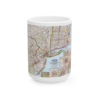 USA - Washington to Boston (1962) (Map) White Coffee Mug-15oz-The Sticker Space