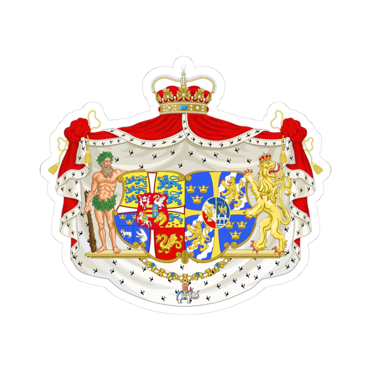 Armoiries de la Princesse Marguerite du Danemark (Denmark) (Coat of Arms) STICKER Vinyl Kiss-Cut Decal