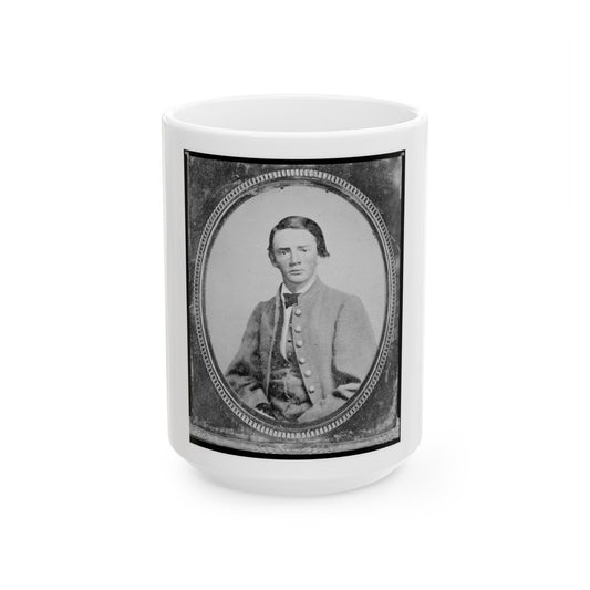 Wm. Francis Jones, Pvt., 5th Virginia Cavalry, C.S.A., Half-Length Portrait, Seated, Facing Front (U.S. Civil War) White Coffee Mug
