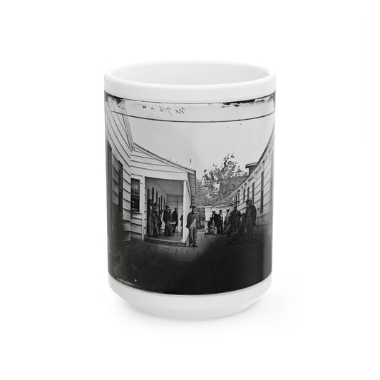 Washington, D.C. Convalescent Soldiers And Others Outside Quarters Of The Sanitary Commission Home Lodge (U.S. Civil War) White Coffee Mug