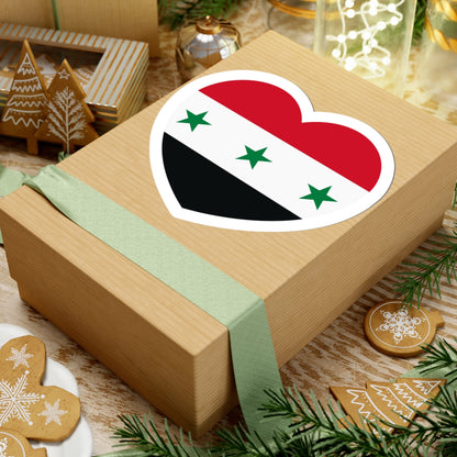 Iraq 1963-1991 and Syria 1963-1972 flag heart white (Iraq) STICKER Vinyl Kiss-Cut Decal