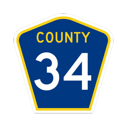 County 34 MN (Minnesota) (Road Sign) STICKER Vinyl Kiss-Cut Decal