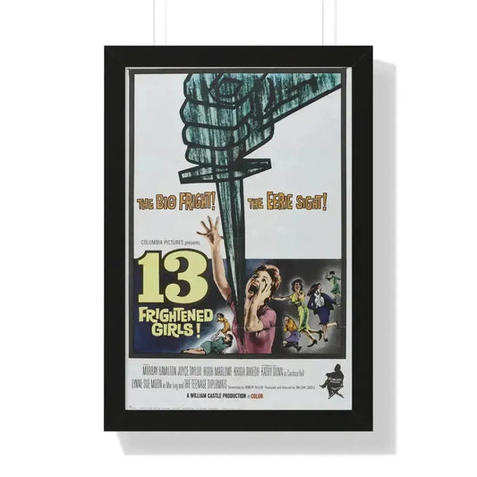 13 FRIGHTENED GIRLS 1963 - Framed Movie Poster 16″ x 24″ Black - The Sticker Space