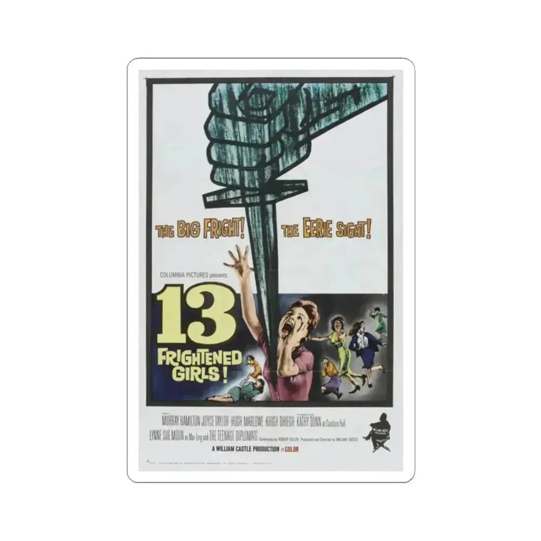 13 FRIGHTENED GIRLS 1963 Movie Poster - STICKER Vinyl Kiss-Cut Decal 2 Inch White - The Sticker Space