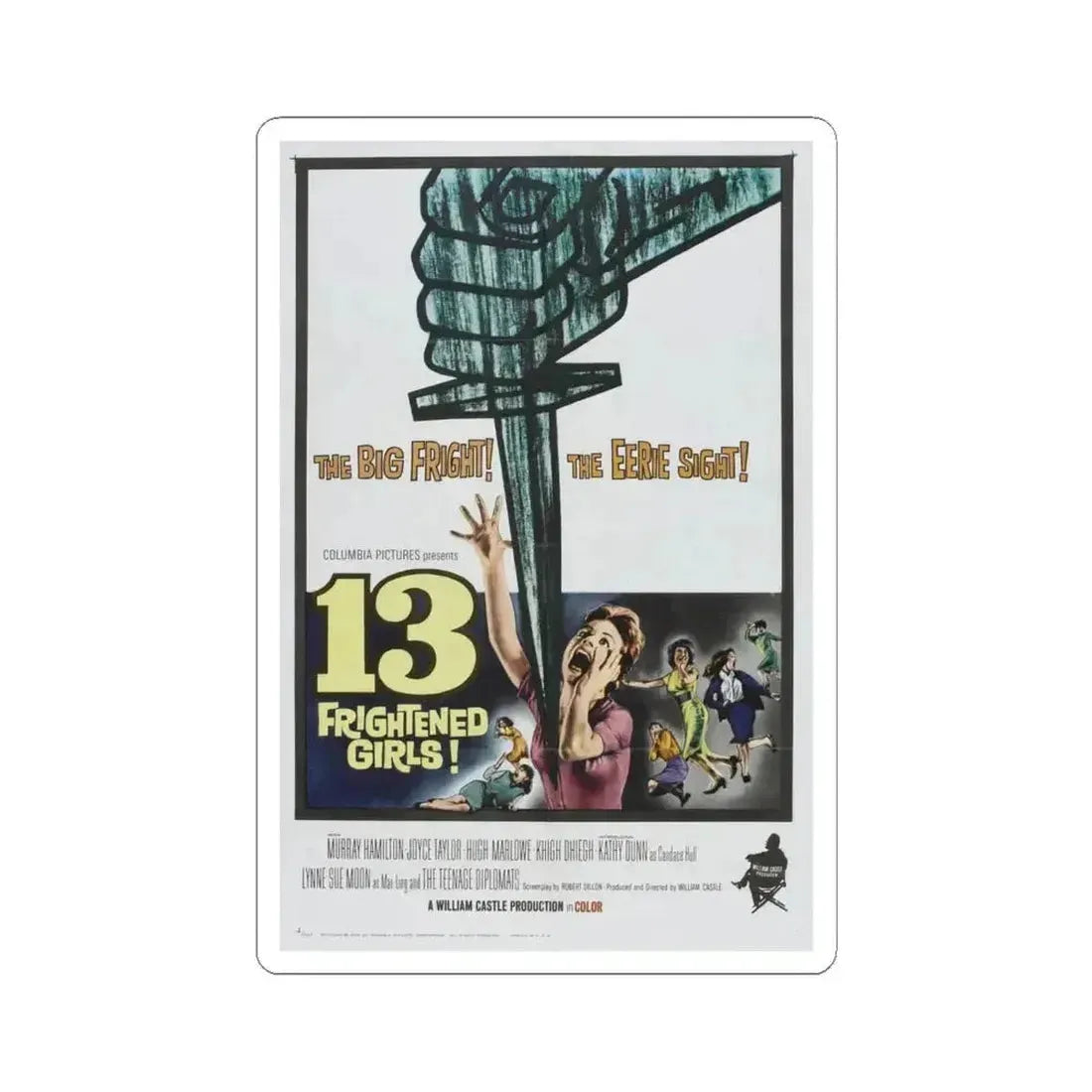 13 FRIGHTENED GIRLS 1963 Movie Poster - STICKER Vinyl Kiss-Cut Decal 6 Inch White - The Sticker Space