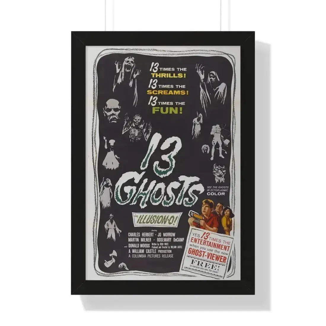 13 GHOSTS 1960 - Framed Movie Poster 16″ x 24″ Black - The Sticker Space