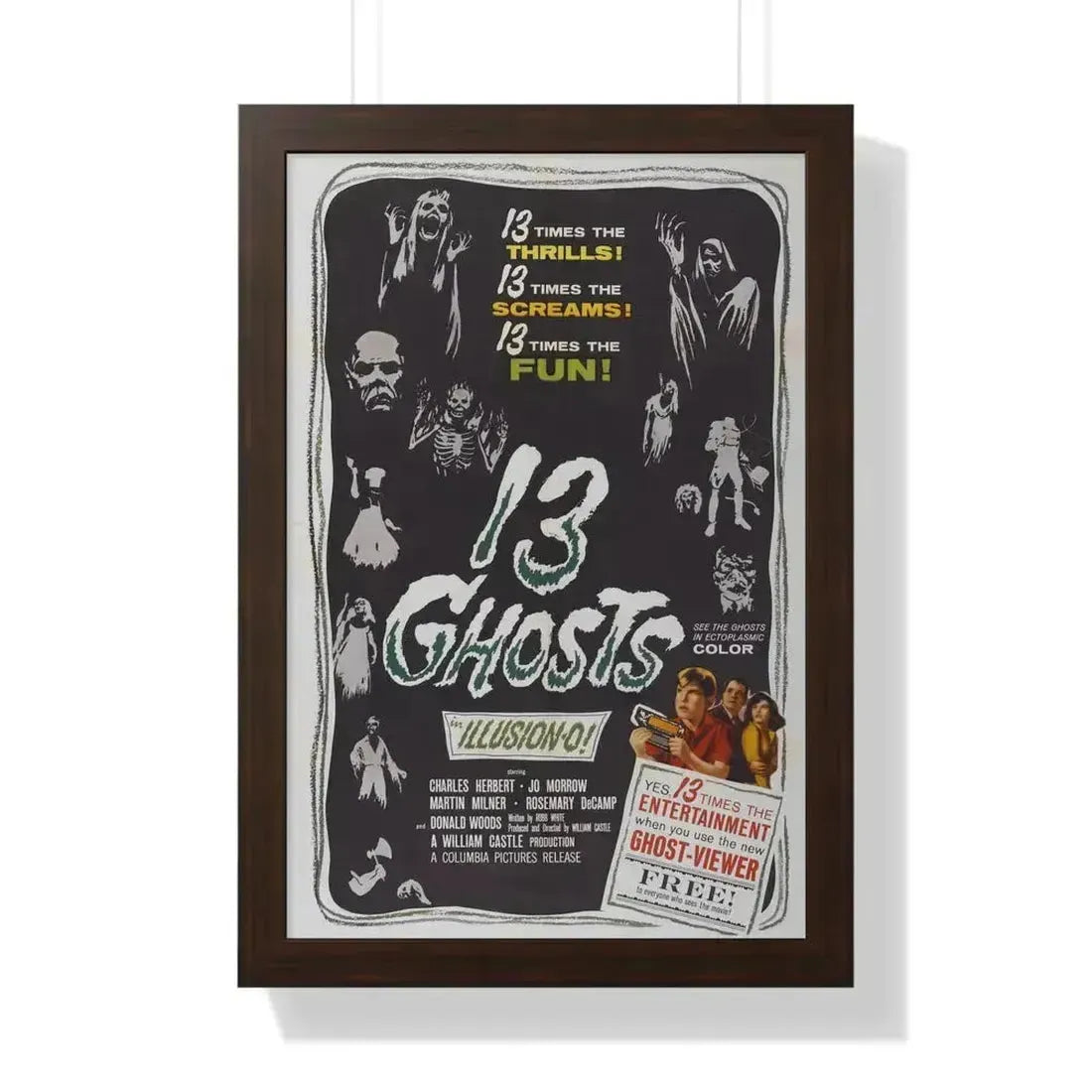 13 GHOSTS 1960 - Framed Movie Poster 16″ x 24″ Walnut - The Sticker Space