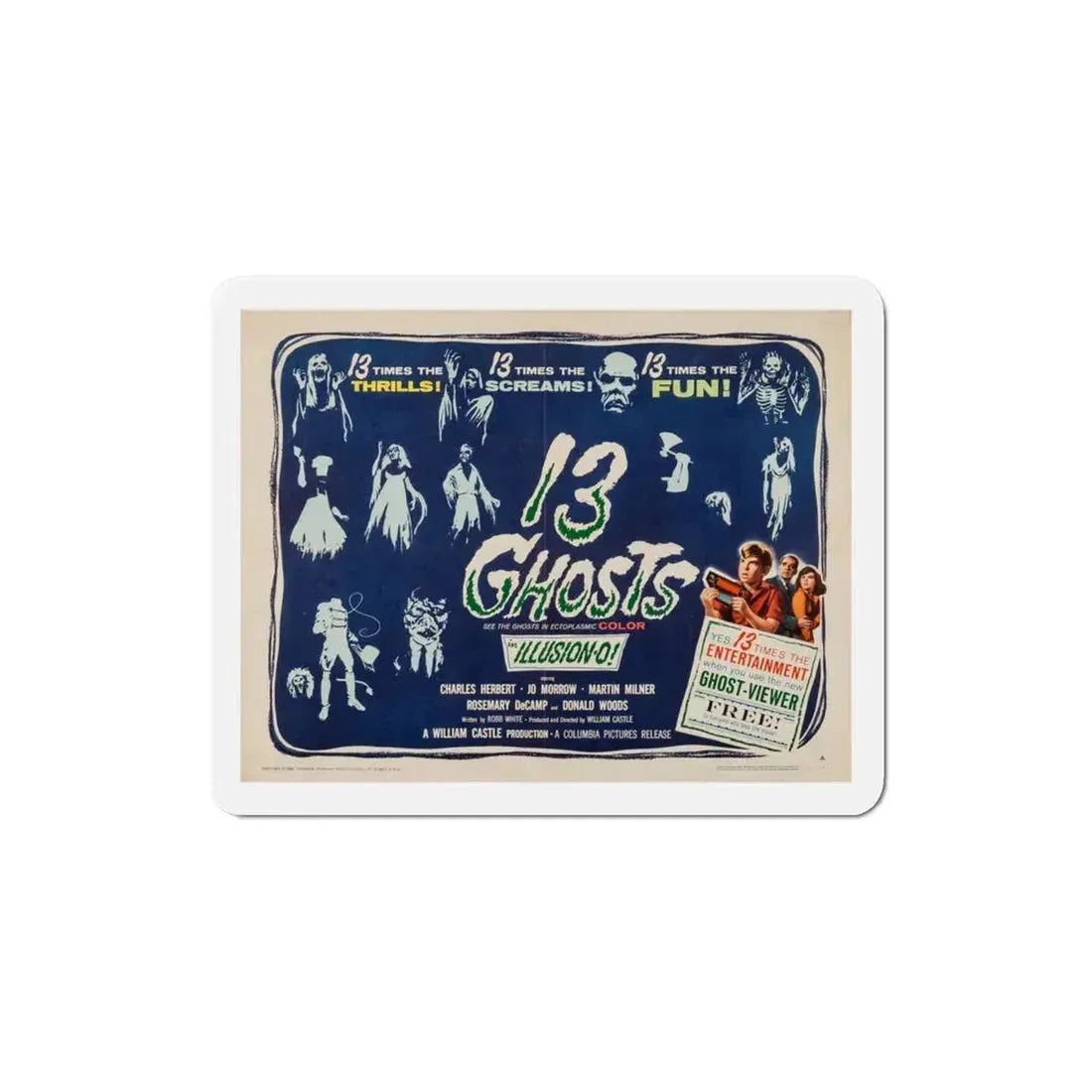 13 Ghosts 1960 Movie Poster Refrigerator Magnet 3 Inch - The Sticker Space