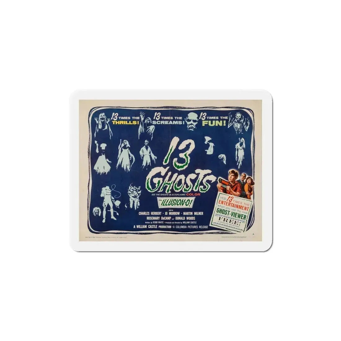 13 Ghosts 1960 Movie Poster Refrigerator Magnet 5 Inch - The Sticker Space