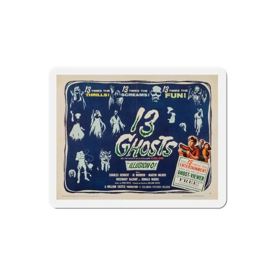 13 Ghosts 1960 Movie Poster Refrigerator Magnet - The Sticker Space