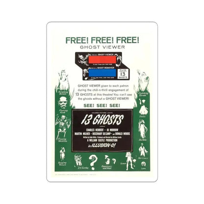13 GHOSTS (2) 1960 Movie Poster - STICKER Vinyl Kiss-Cut Decal 4 Inch White - The Sticker Space