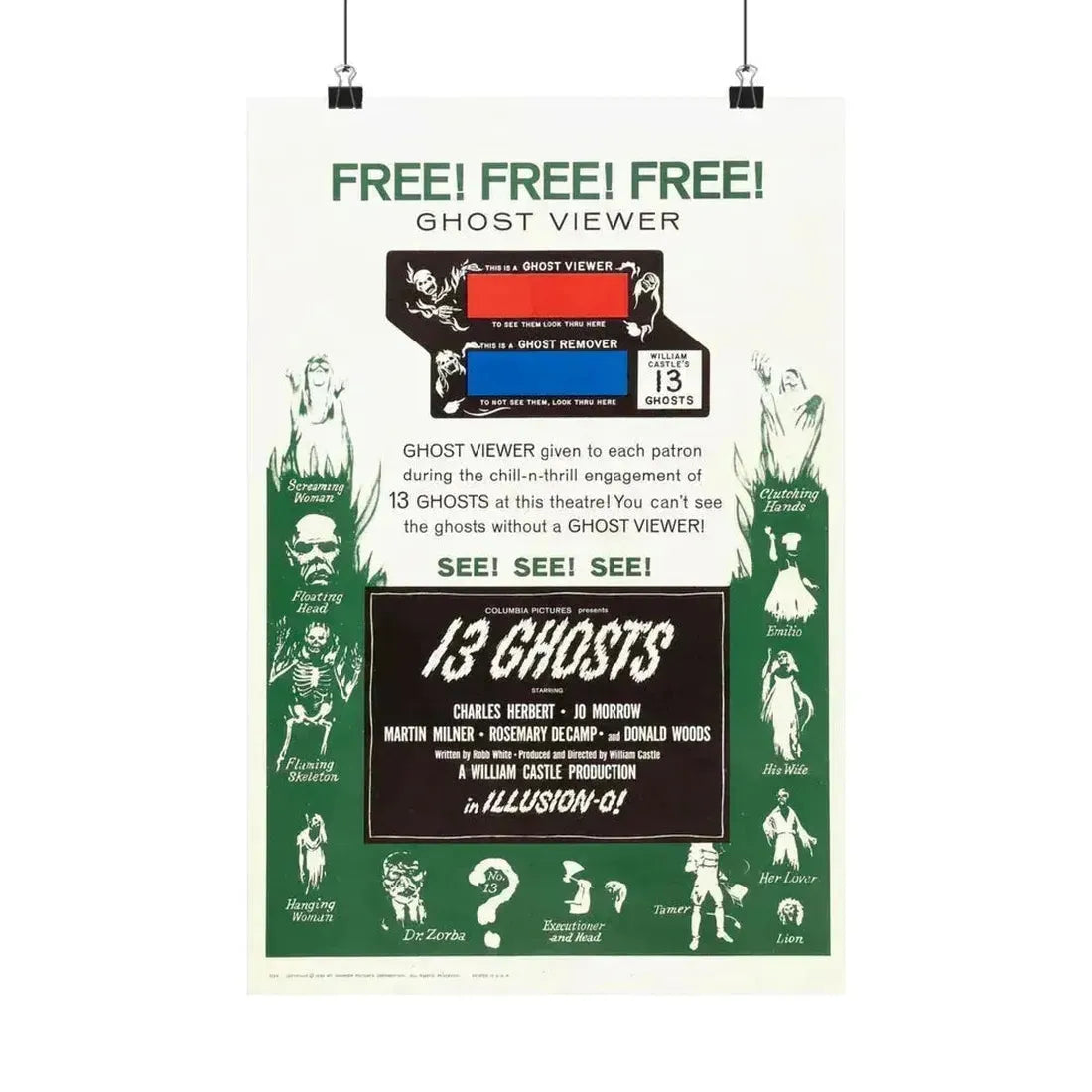 13 GHOSTS (2) 1960 - Paper Movie Poster 12″ x 18″ Matte - The Sticker Space