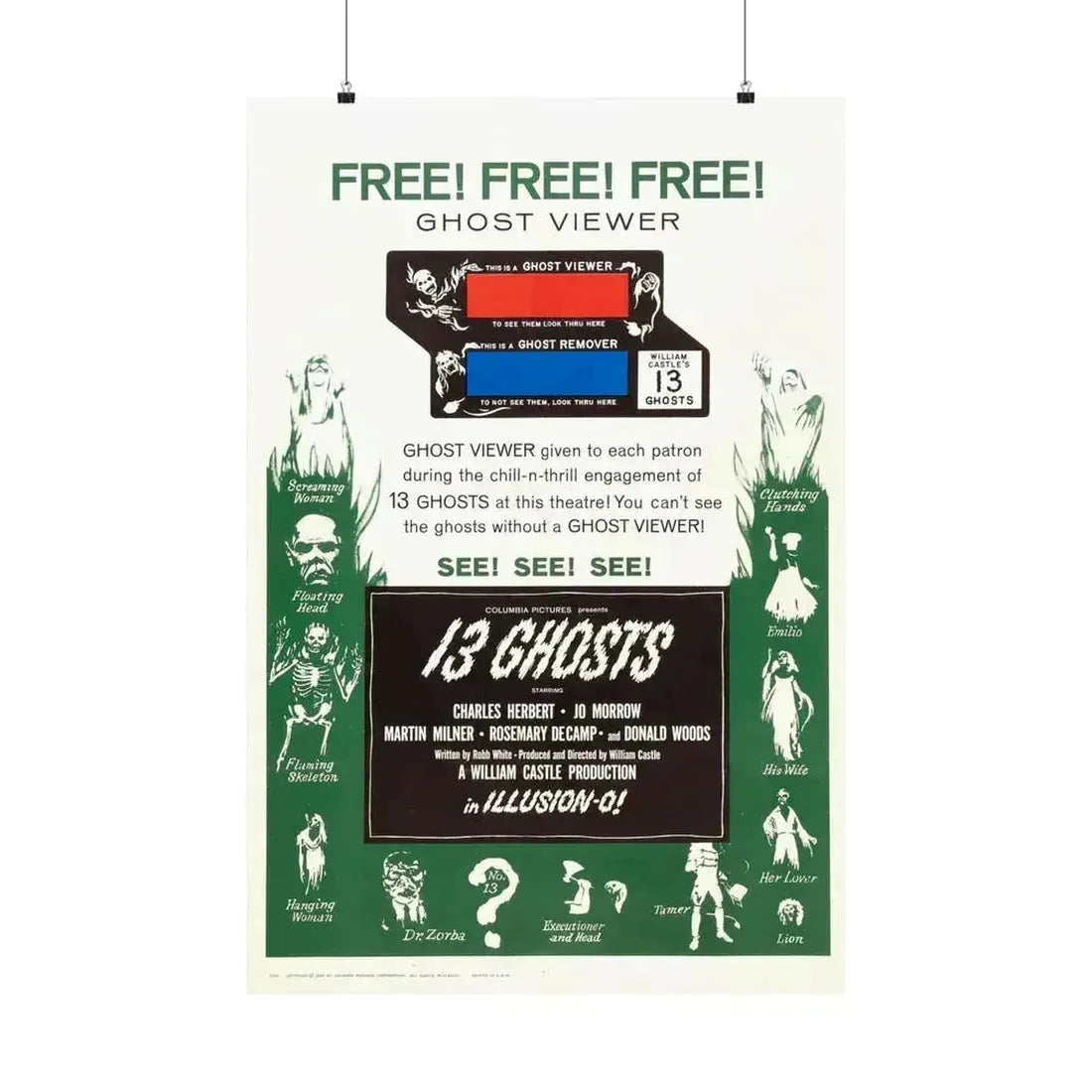13 GHOSTS (2) 1960 - Paper Movie Poster 24″ x 36″ Matte - The Sticker Space