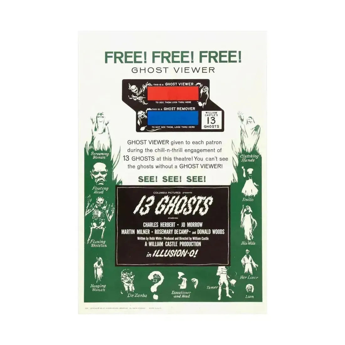 13 GHOSTS (2) 1960 - Paper Movie Poster - The Sticker Space