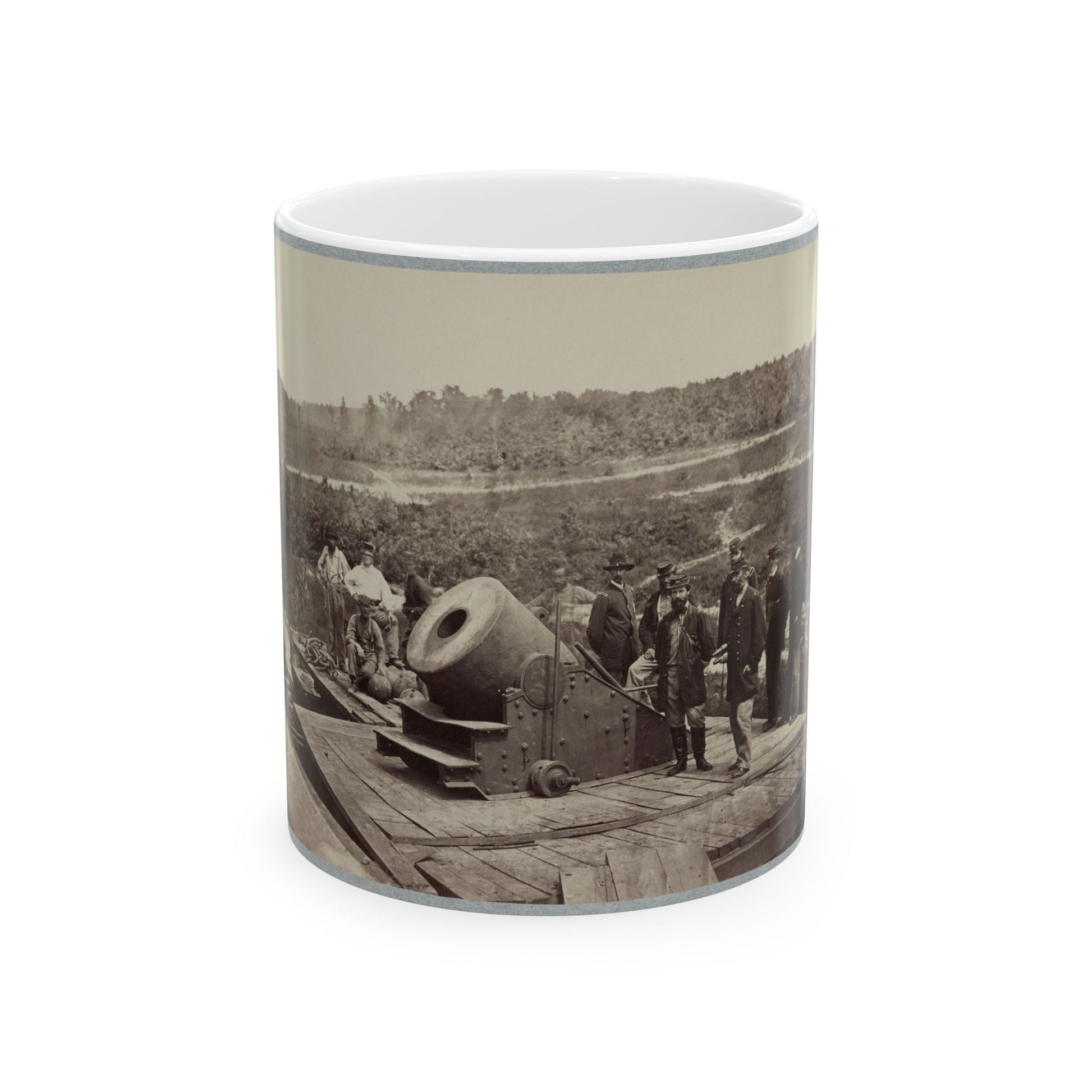 13 Inch Mortar Dictator In Front Of Petersburg, Va. (U.S. Civil War) White Coffee Mug-11oz-The Sticker Space