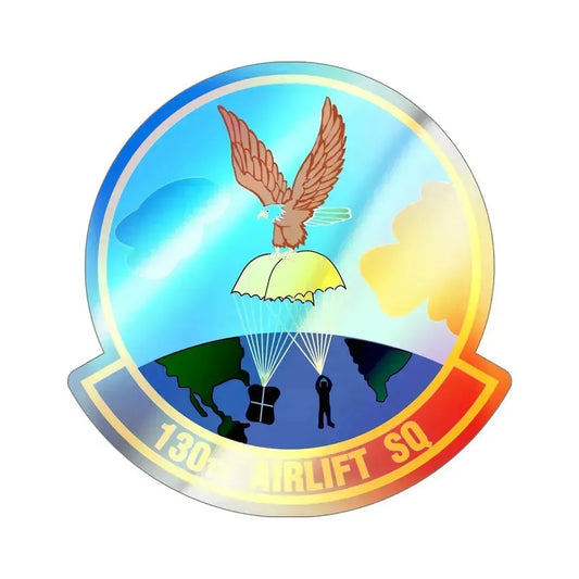 130 Airlift Squadron (U.S. Air Force) Holographic STICKER Die-Cut Vinyl Decal 6 Inch Holographic - The Sticker Space