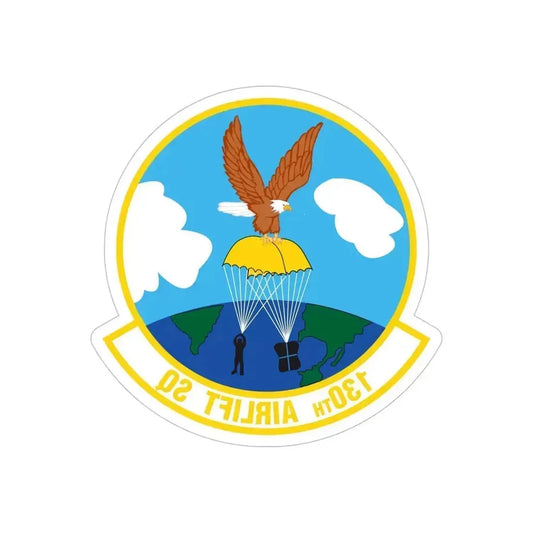 130 Airlift Squadron (U.S. Air Force) REVERSE PRINT Transparent Die-Cut STICKER 6 Inch Die-Cut Transparent - The Sticker Space