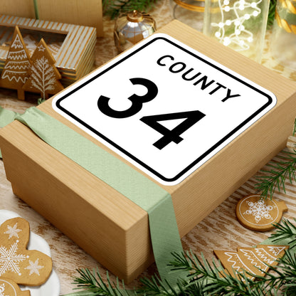 County 34 square (Minnesota) (Road Sign) STICKER Vinyl Kiss-Cut Decal