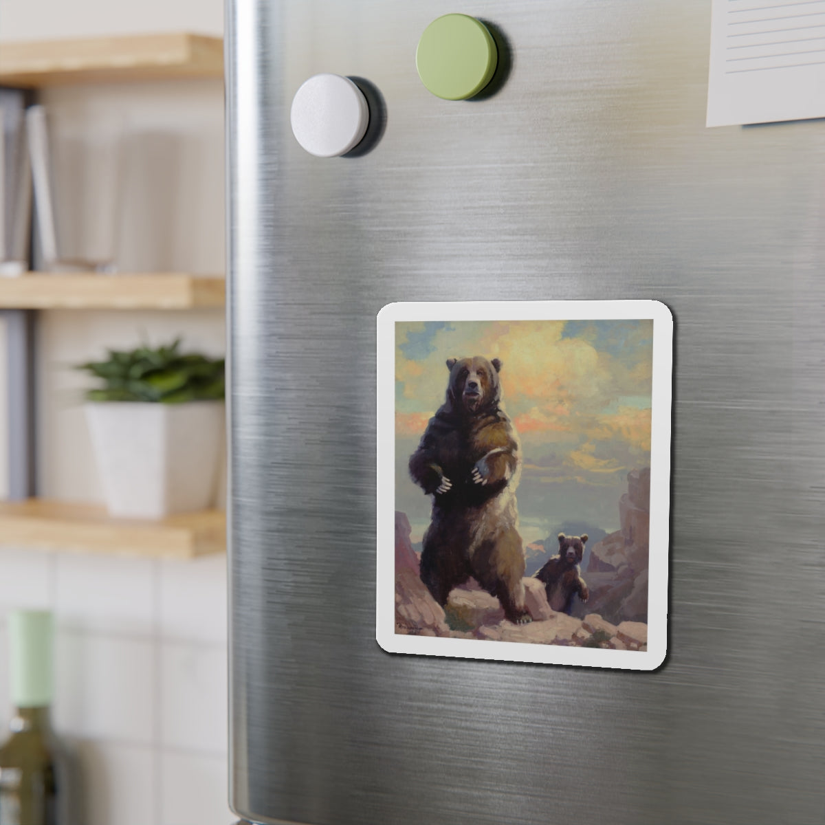 Bears (Magazine Illustration) Refrigerator Magnet-The Sticker Space