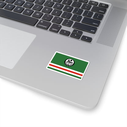 Flag of Chechen Republic of Ichkeria with Coat of Arms (Russia) STICKER Vinyl Kiss-Cut Decal
