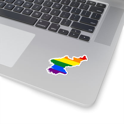 LGBT flag map of North Korea (Korea) STICKER Vinyl Kiss-Cut Decal