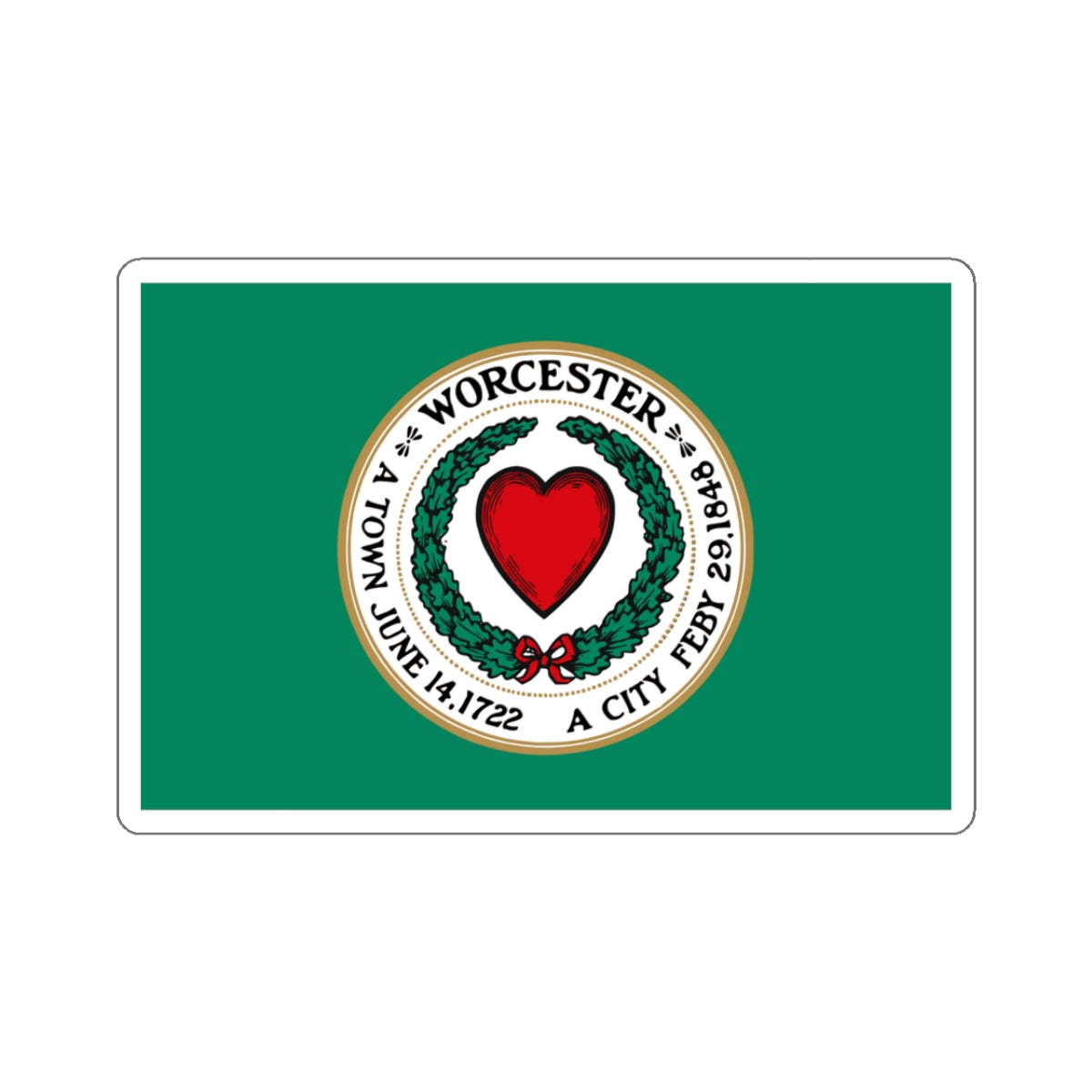 Flag of Worcester, Massachusetts - STICKER Vinyl Kiss-Cut Decal