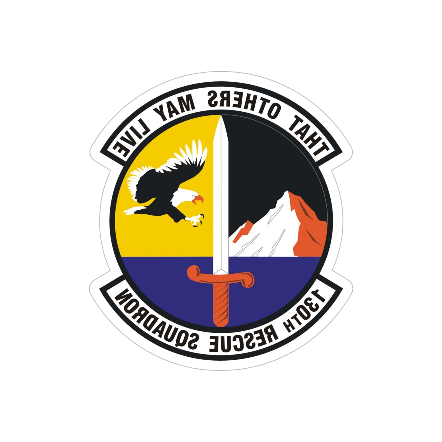 130th Rescue Squadron (U.S. Air Force) REVERSE PRINT Transparent STICKER-5" × 5"-The Sticker Space