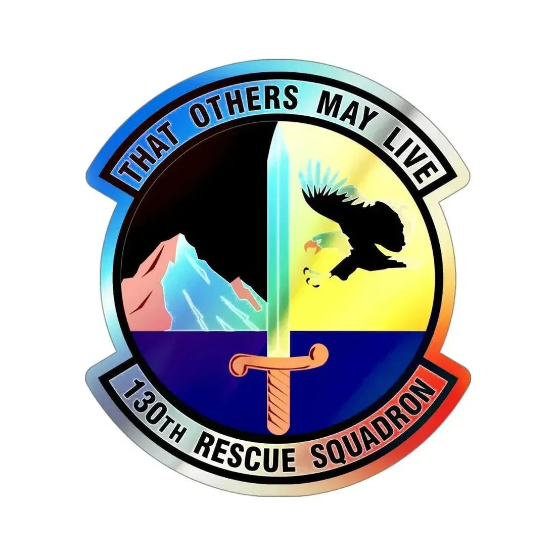 130th Rescue Squadron (U.S. Air Force) Holographic STICKER Die-Cut Vinyl Decal 4 Inch Holographic - The Sticker Space