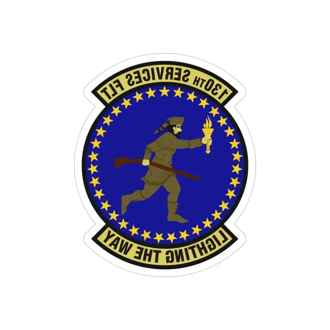 130th Services Flight (U.S. Air Force) REVERSE PRINT Transparent Die-Cut STICKER 3 Inch Die-Cut Transparent - The Sticker Space