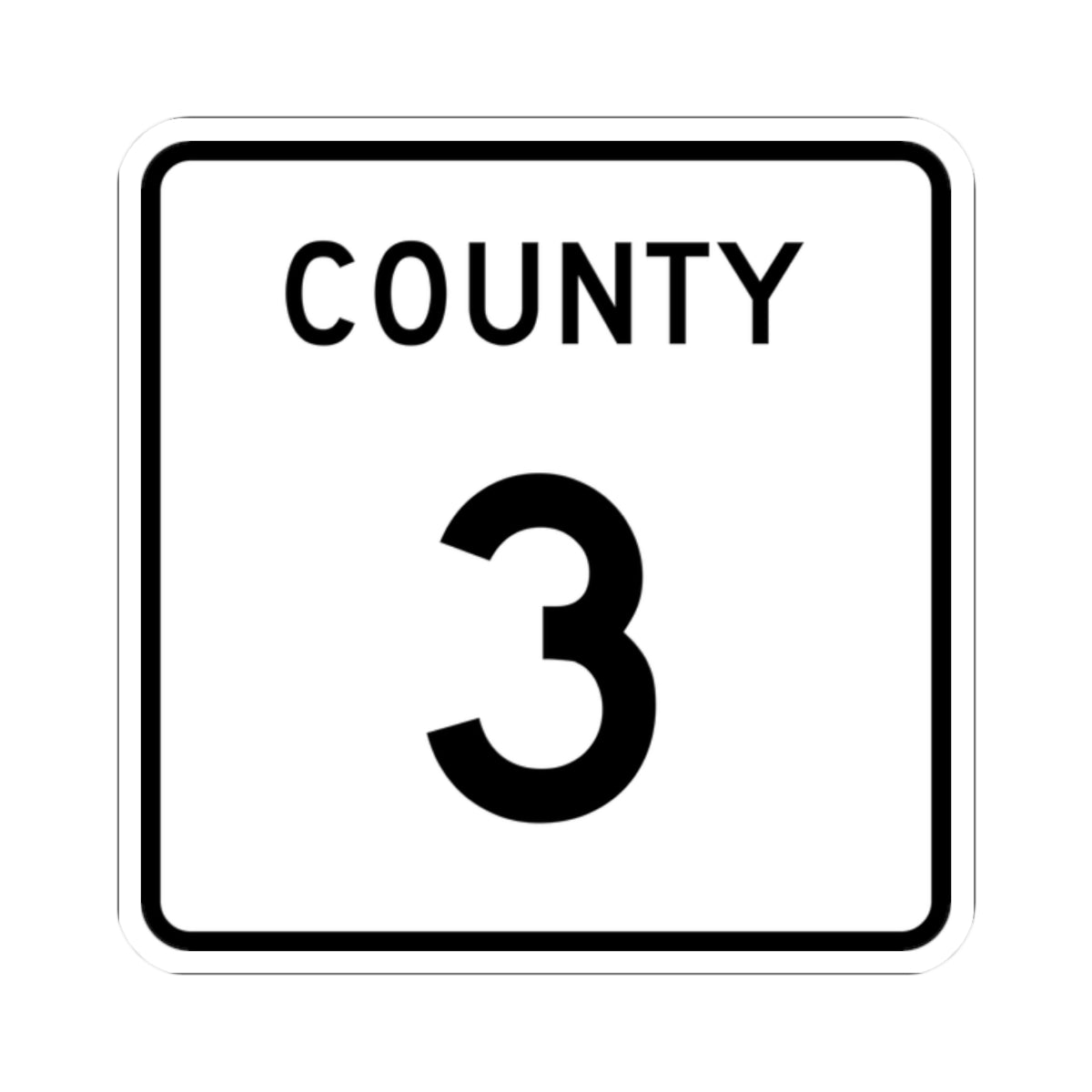 County 3 square (Minnesota) (Road Sign) STICKER Vinyl Kiss-Cut Decal